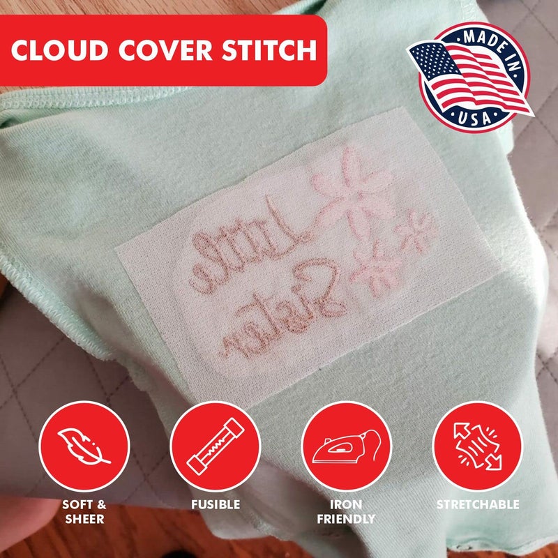 Superpunch Cloud Cover Stitch 14.5 inch x 25 Yard Roll, SuperStable Lightweight Stabilizer Iron On Over The Back Fusible, Iron On Soft Cutaway Stabilizer Embroidery Machines Backing White Made in USA - Image 3